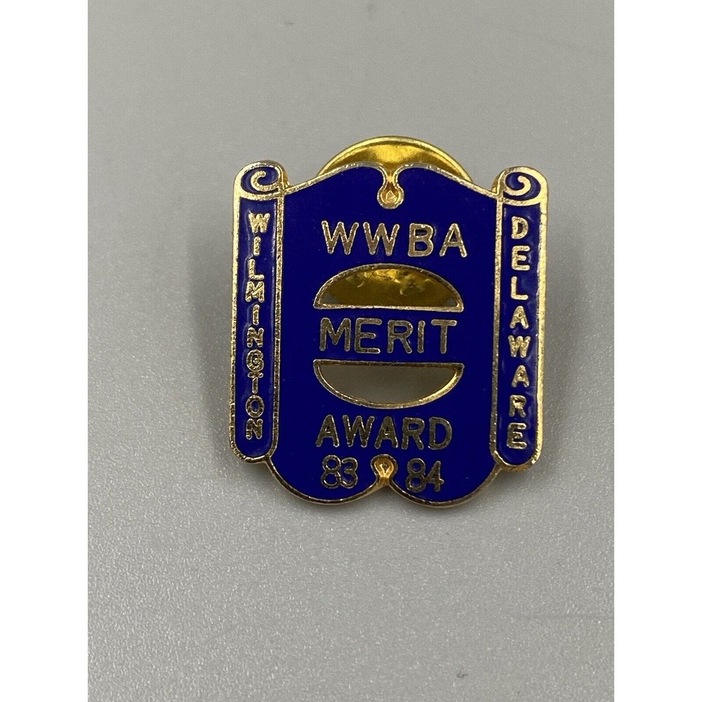 Vintage WWBA Wilmington Delaware Merit Award 1983-1984 Lapel Pin Brooch